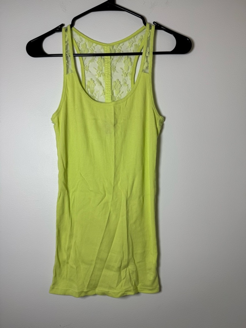 American Eagle Neon Green Lace Back Tank Top Womens Medium